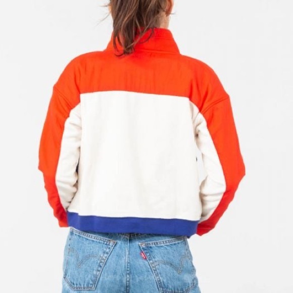 NIKE | retro cropped Polar Fleece Half Zip Sweatshirt blue cream orange- small - Picture 4 of 10